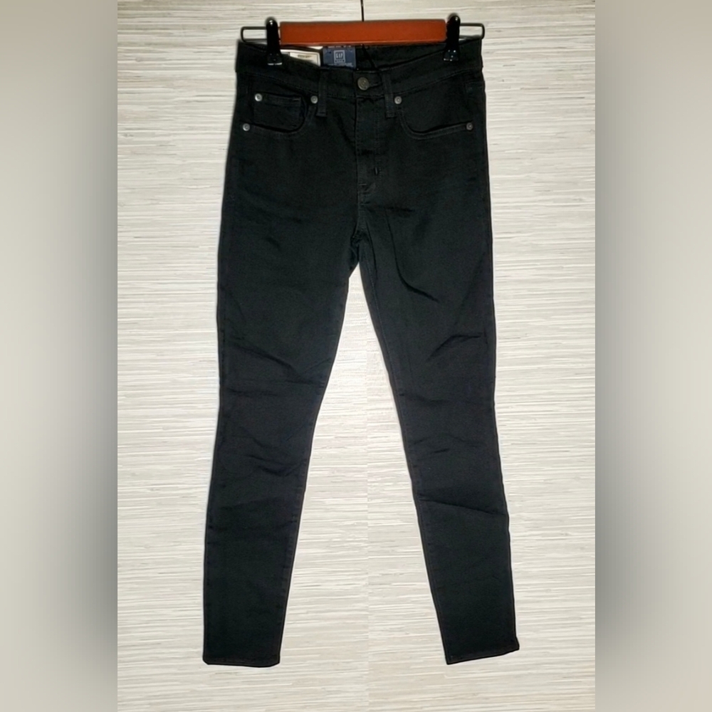 GAP Mid Rise True Skinny Ankle Jeans Black Rinse Size 26/2 RT$80 NWT Biker Moto - Picture 9 of 15